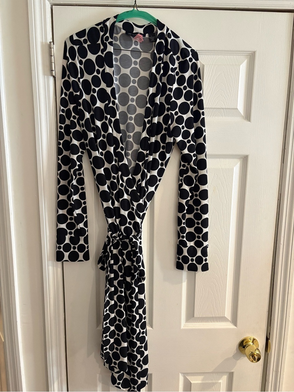 INC International Concepts Black & White Polka Dot Wrap Dress